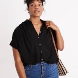 Madewell Women's Central Drapey Shirt - Black, XL